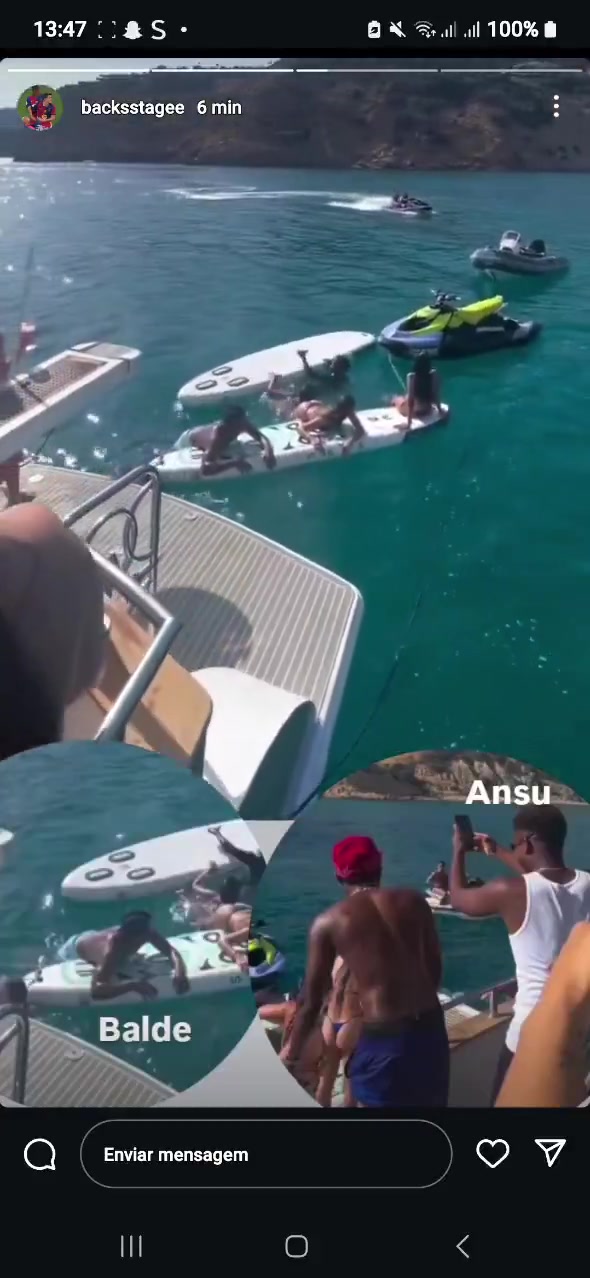 巴尔德和法蒂被拍到在一艘载满女性的游艇上